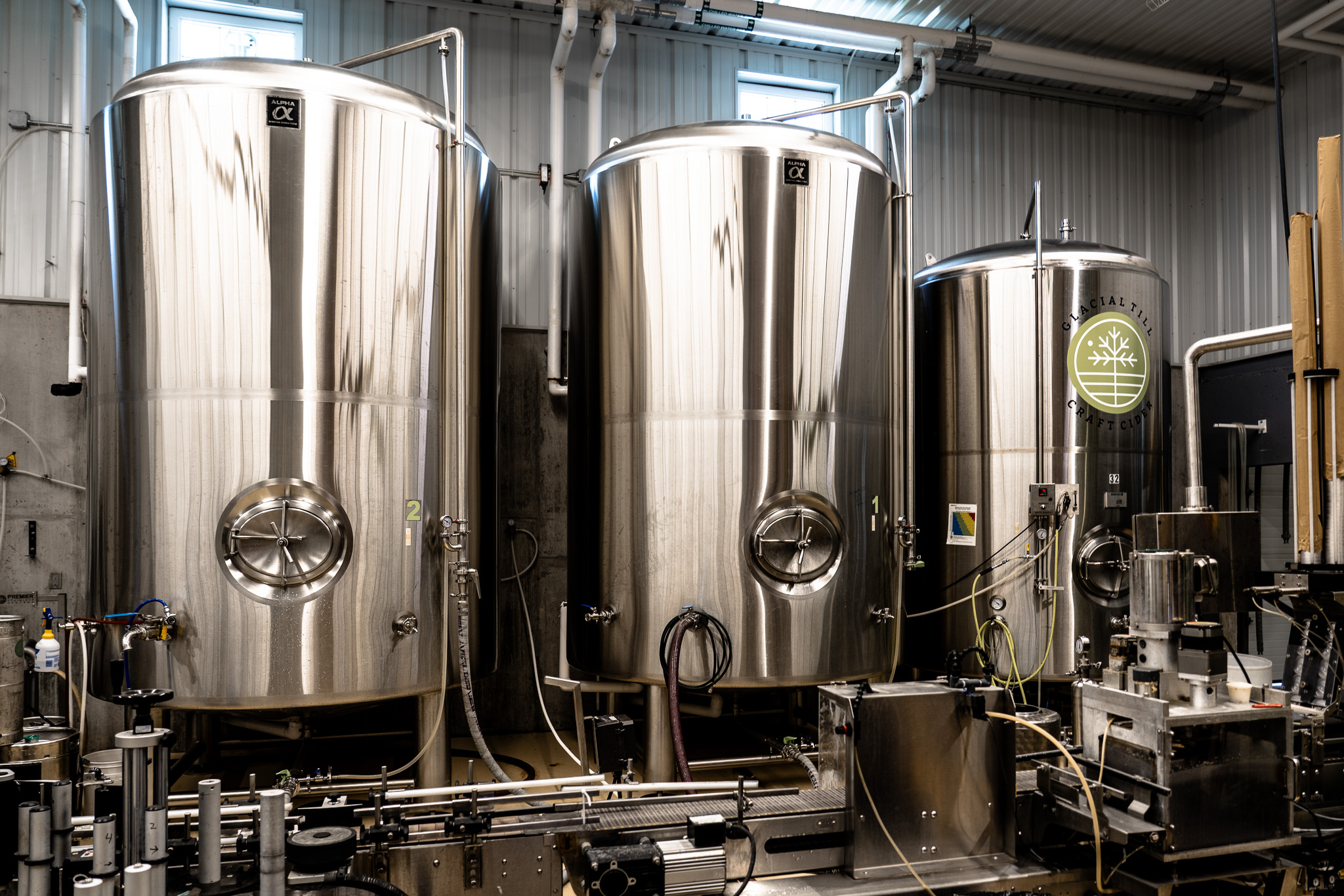 Cider production tanks at Glacial Till