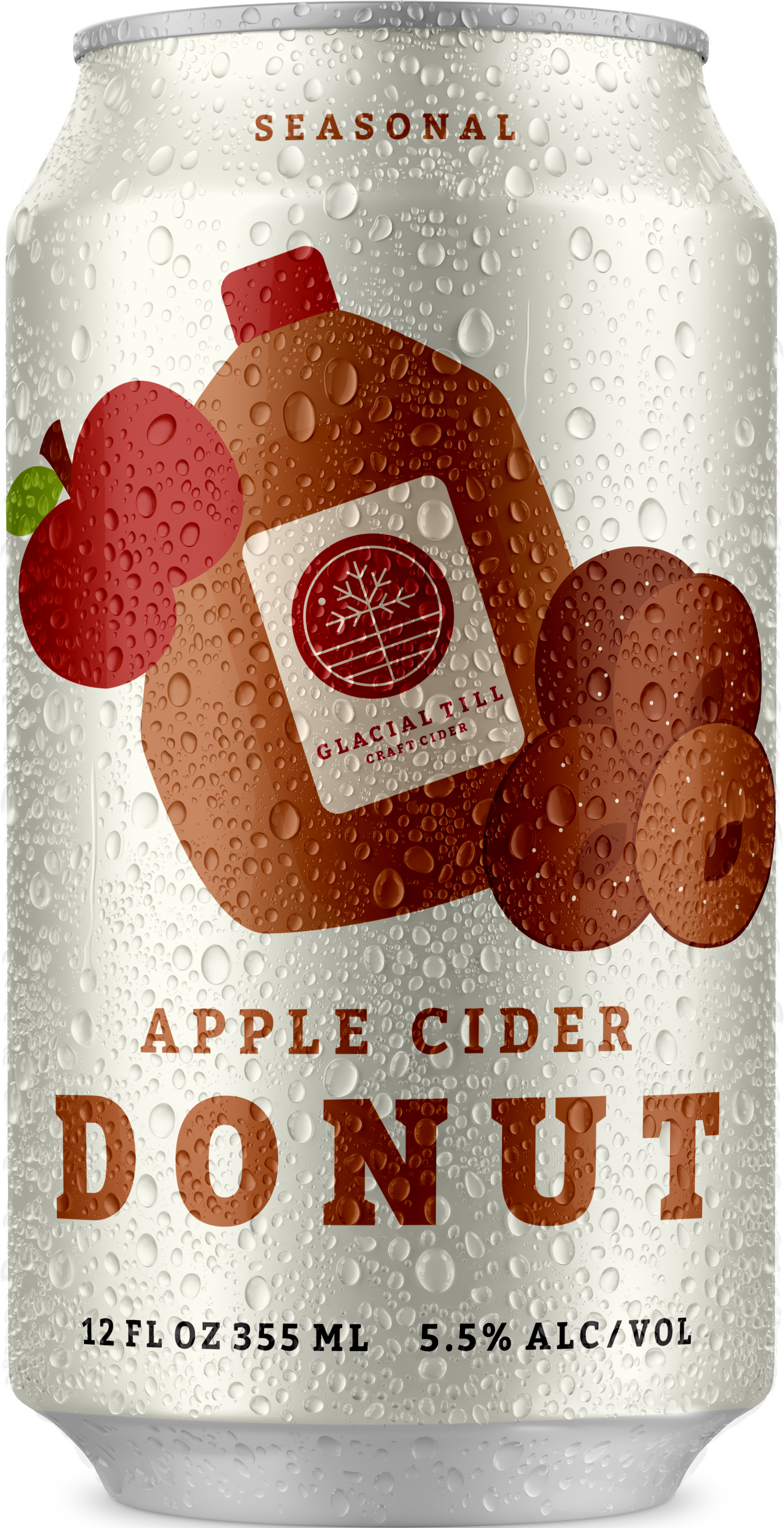 Glacial Till Apple Cider Donut cider can with water drops