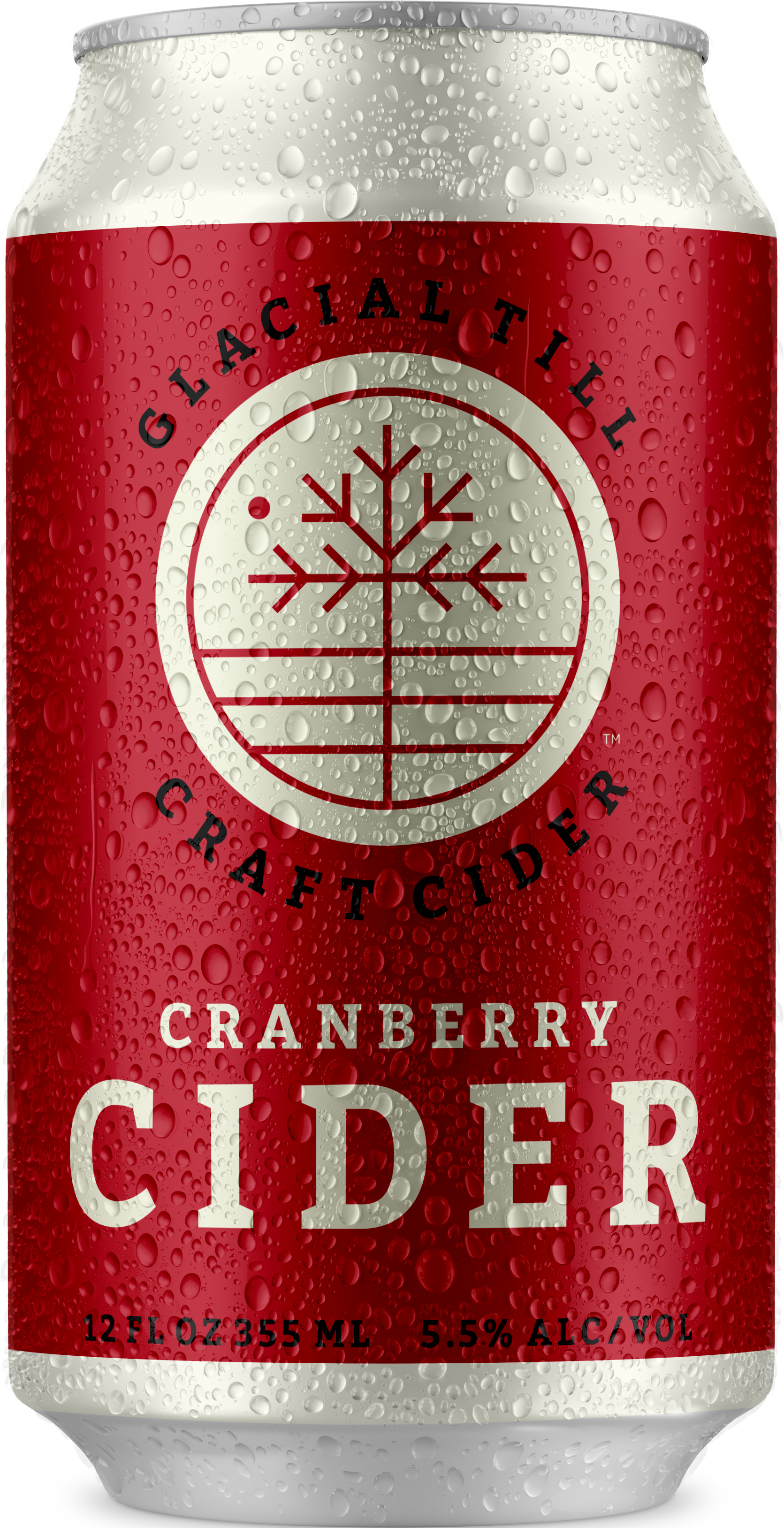 Glacial Till Cranberry cider can with water drops