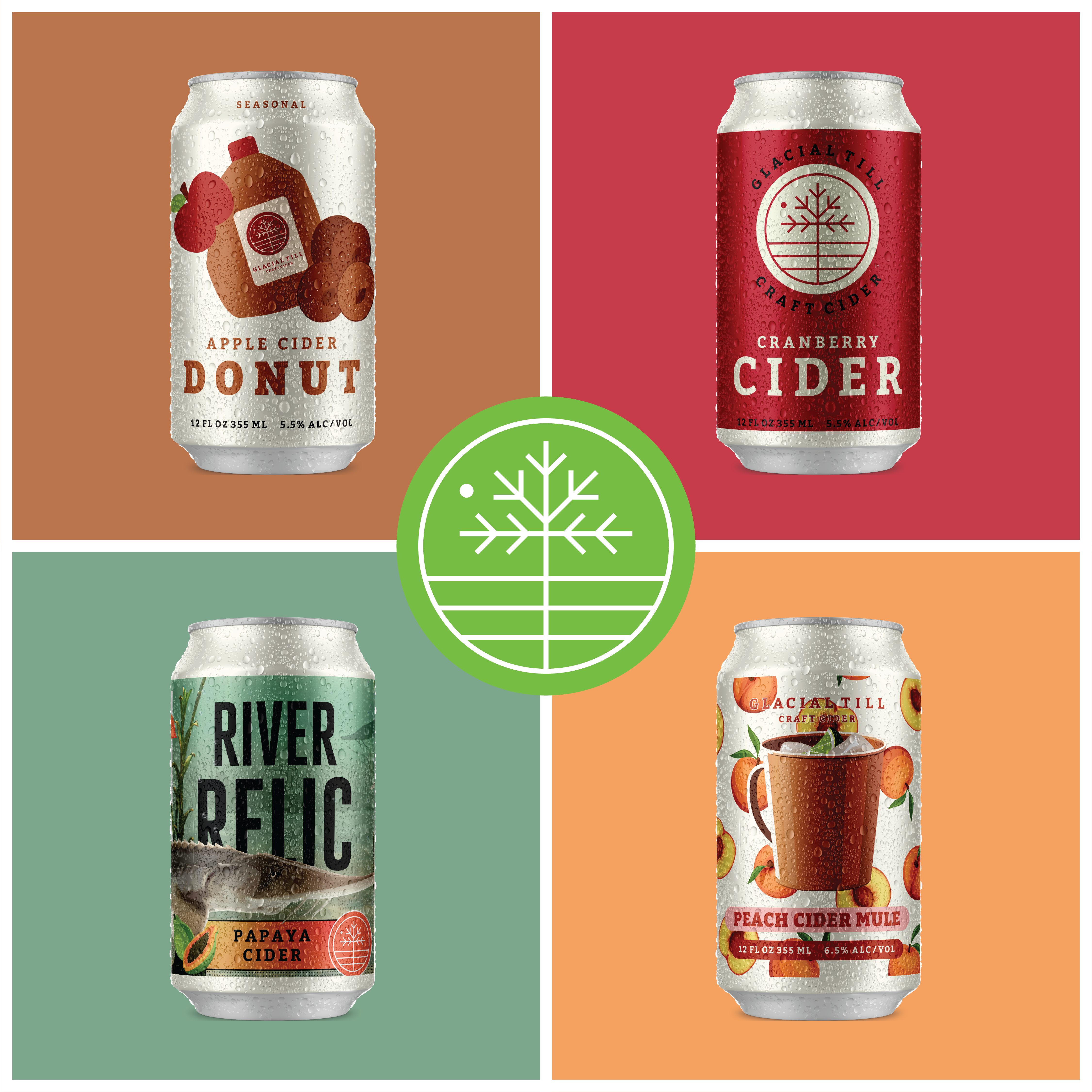 October ciders: Apple Cider Donut, Cranberry, River Relic Papaya, and Peach Cider Mule.